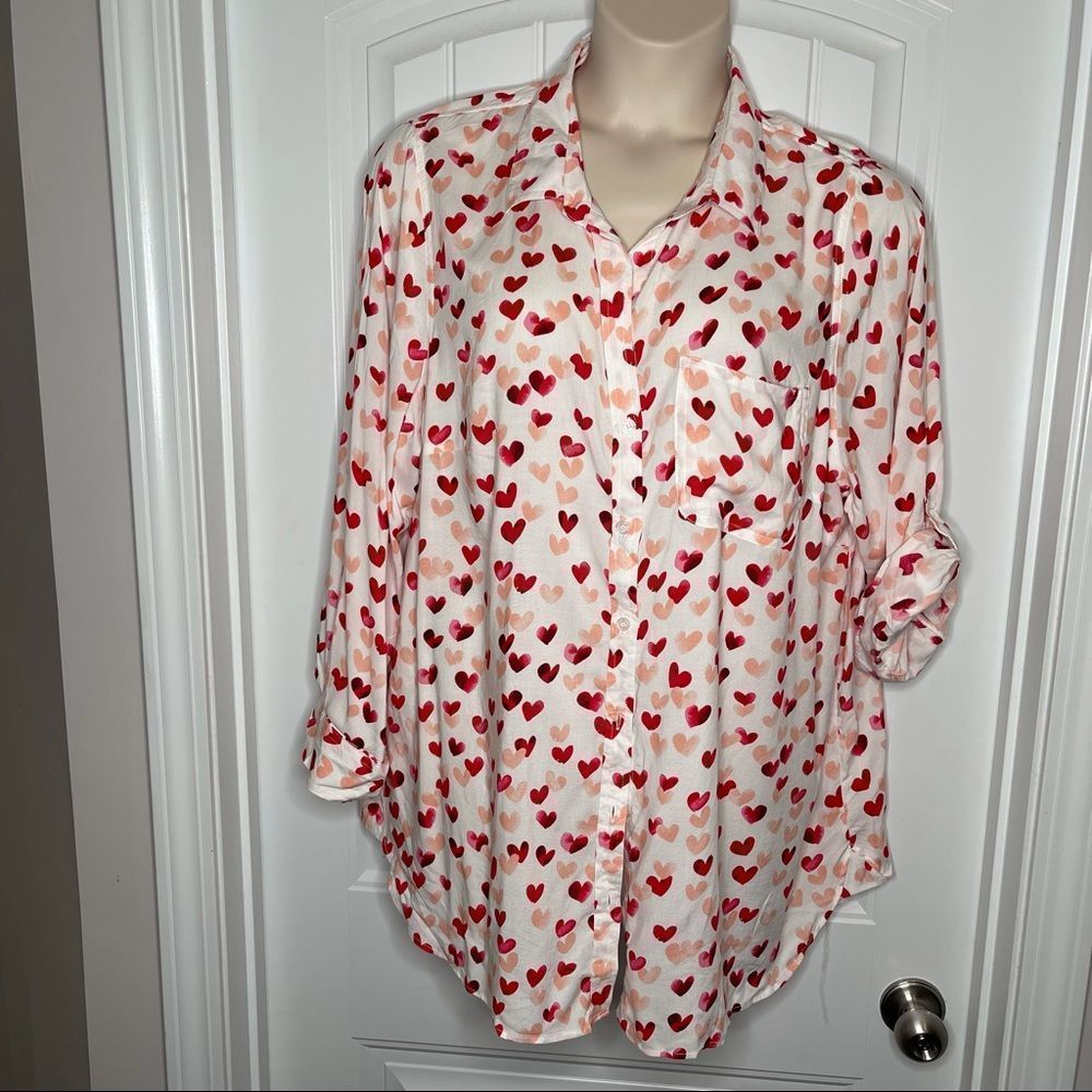 Heart Printed Button Up
